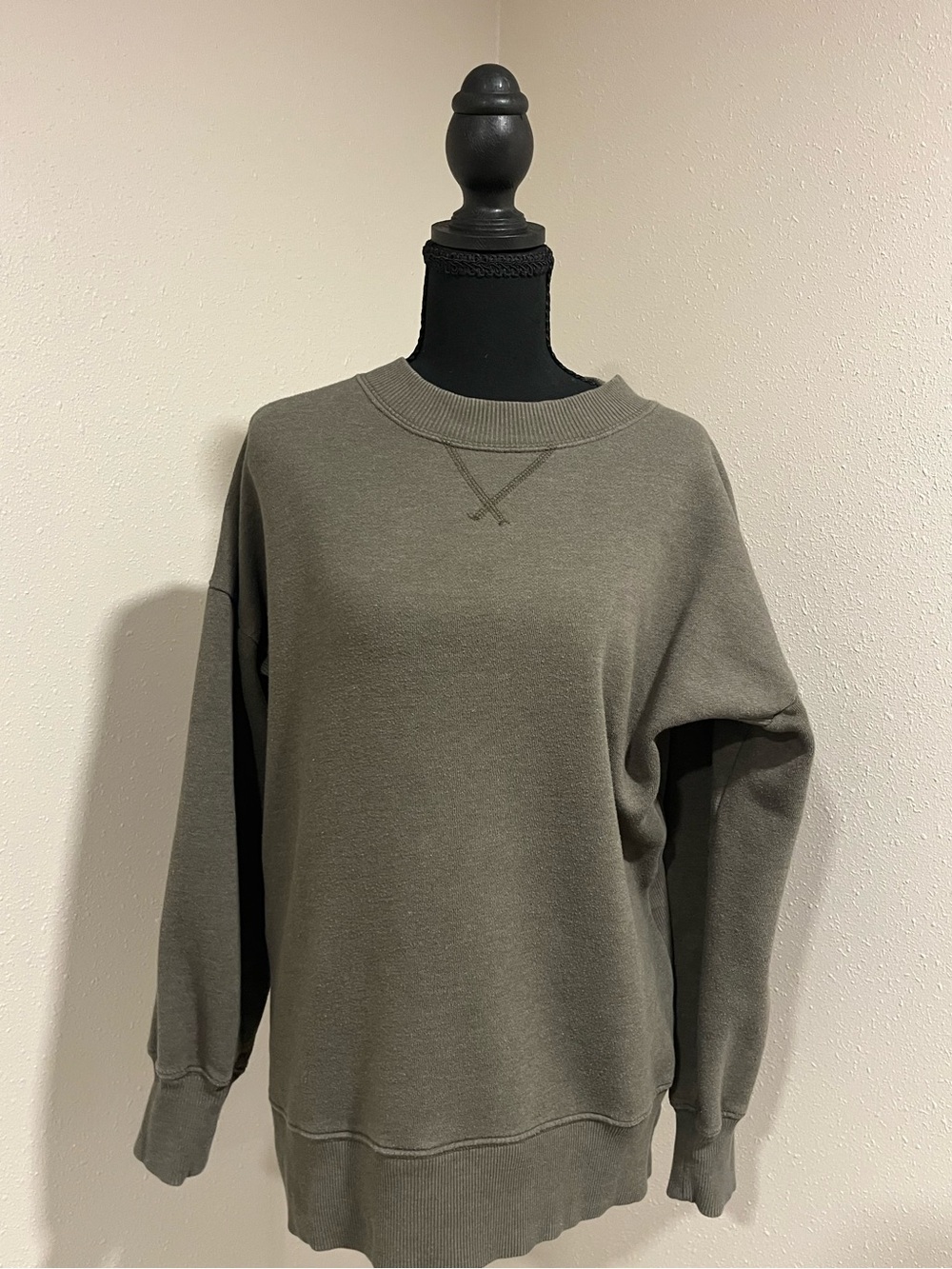 Aerie OVersized Crewneck High/Low-Green-Medium